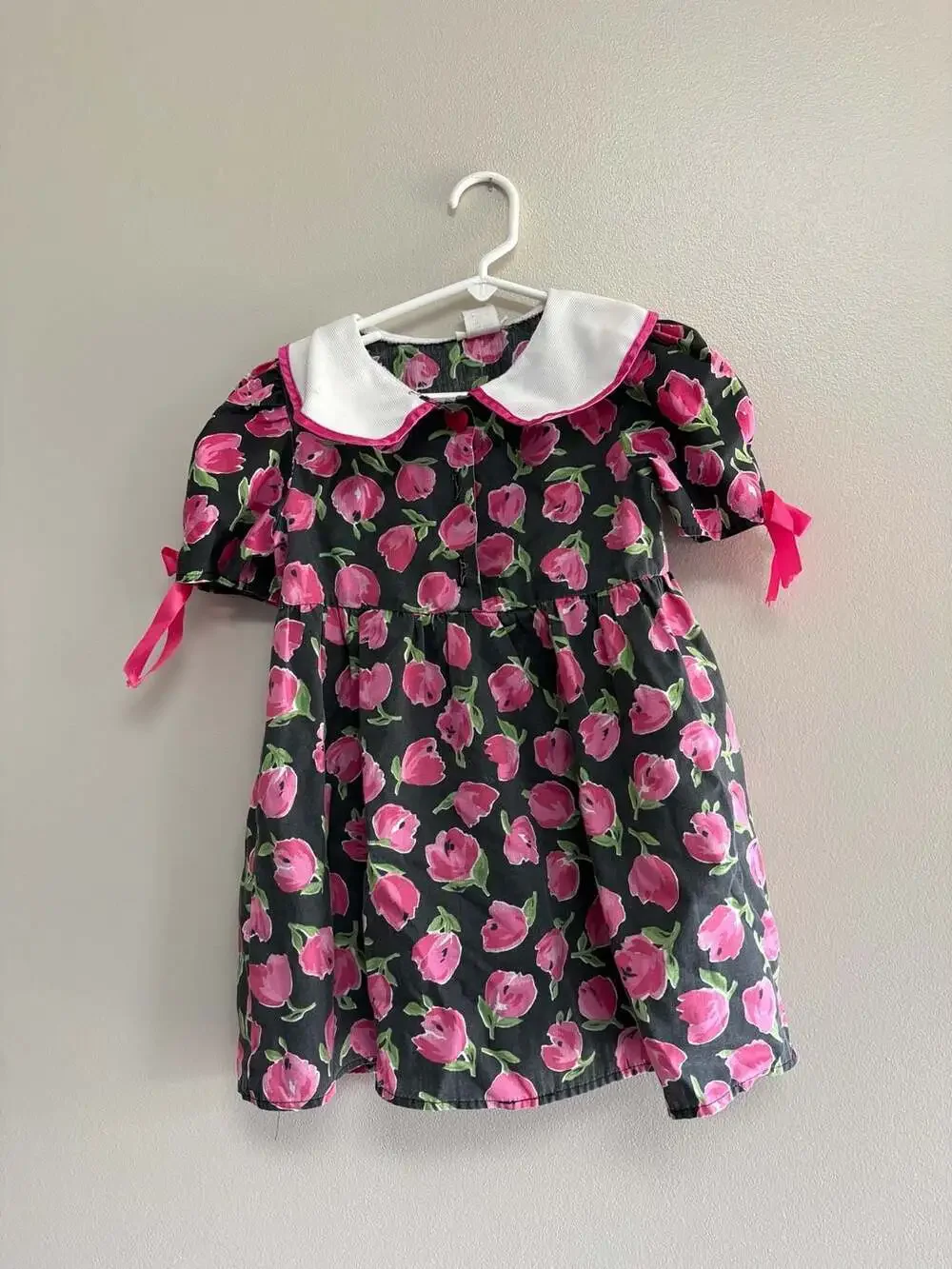 Vintage Lovey Bear Floral Peter Pan Collar Dress
